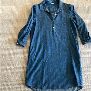 J. McLaughlin Blue Polo Collar Cuffed Sleeve Dress